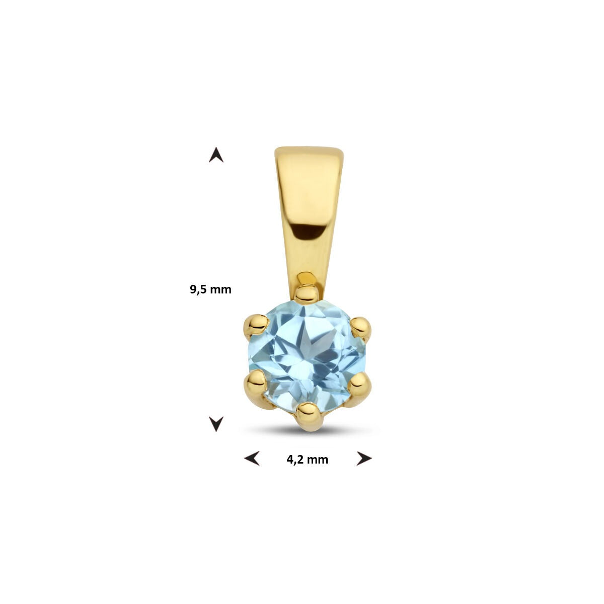 pendentif en or jaune 9k avec topaze bleue
