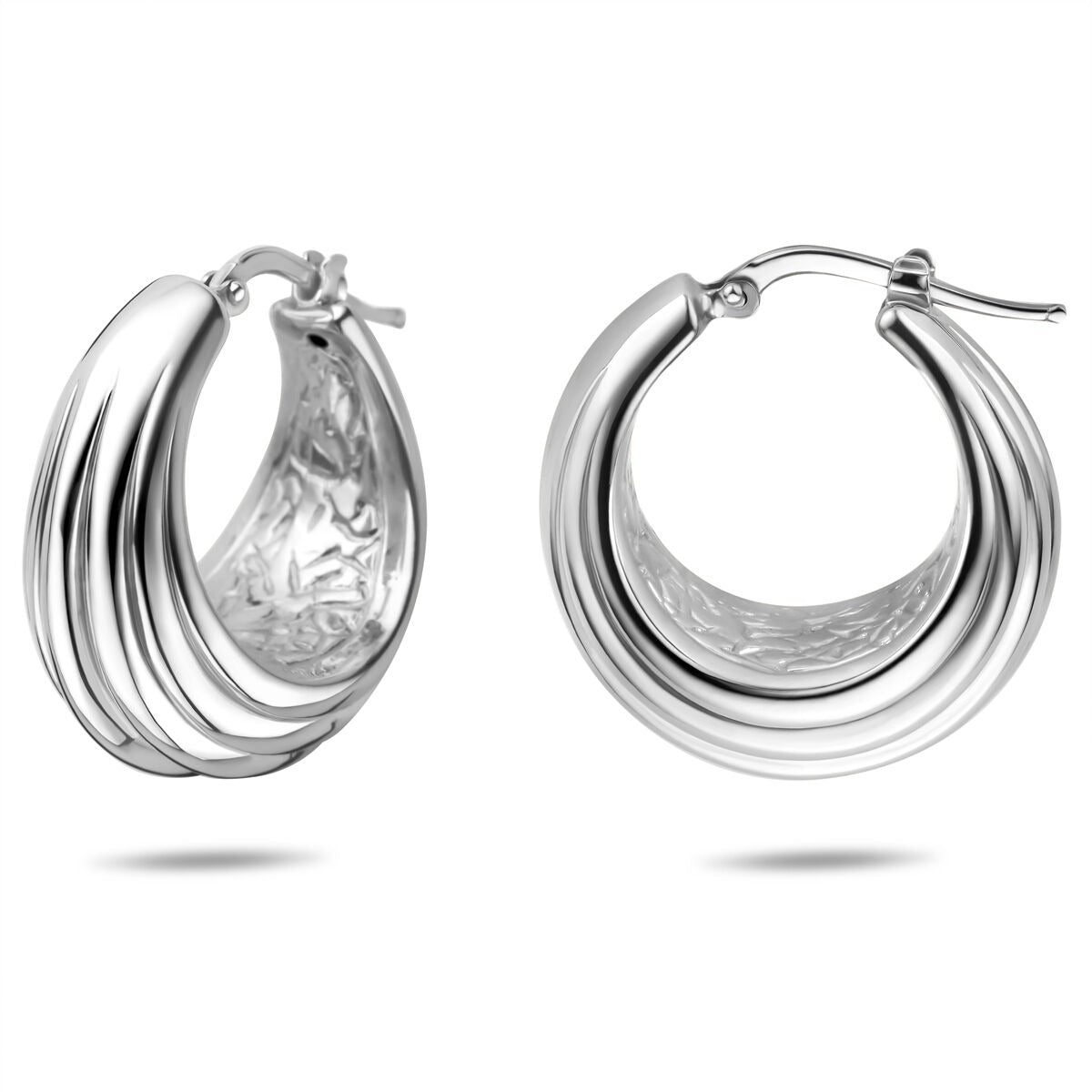 Créoles en argent 925 rhodiées 25,5 x 14 mm pour femme