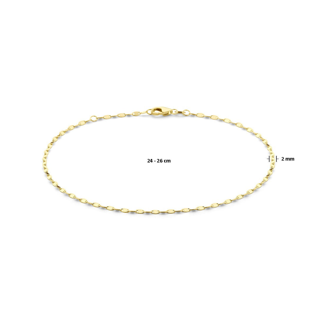 14k geelgouden enkelbandje – verstelbaar, 2 mm schakelbreedte