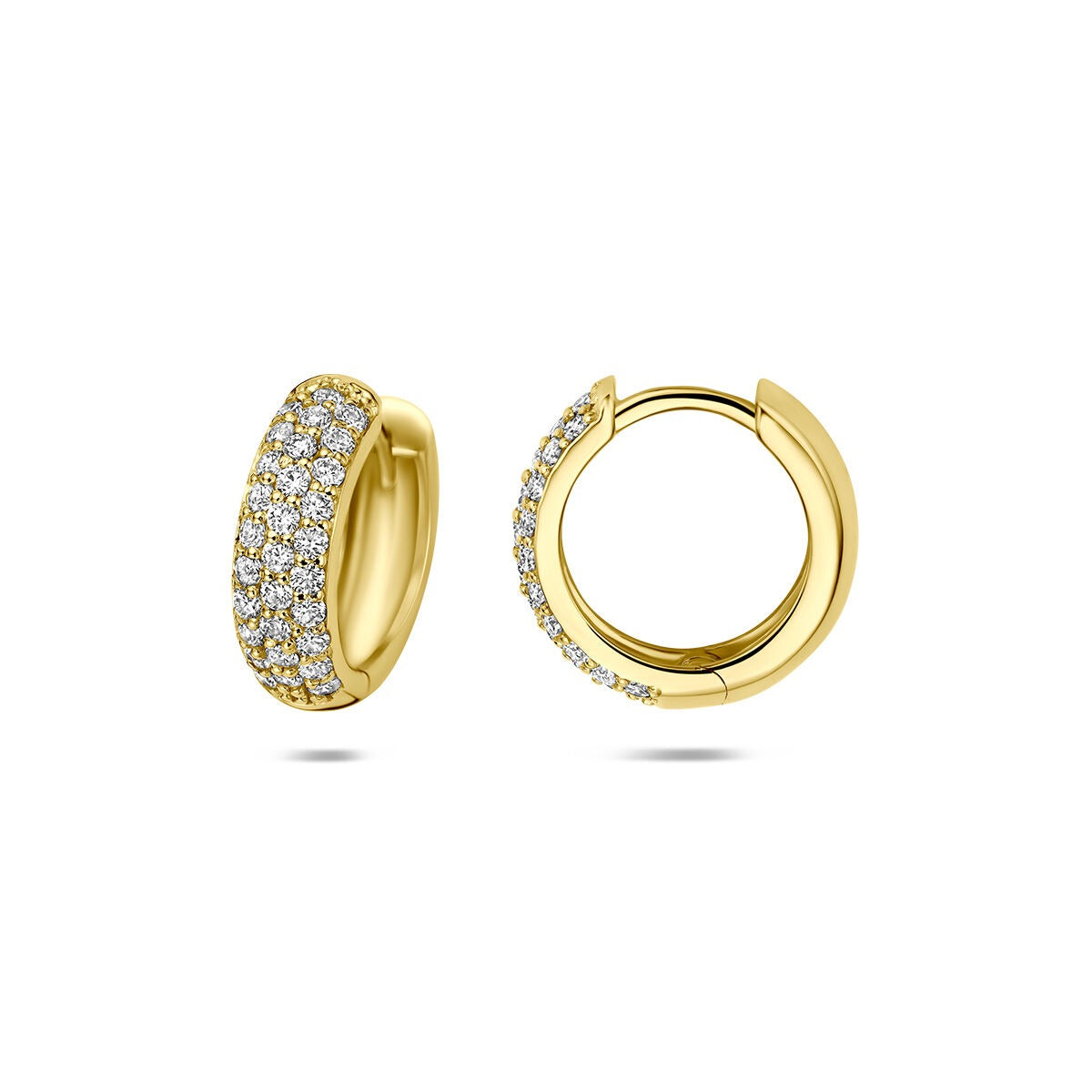 Créoles en or jaune 14k avec diamant cultivé en laboratoire