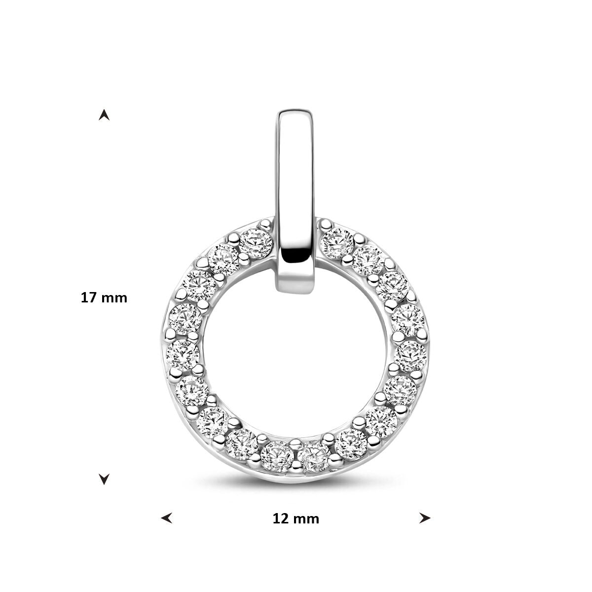 Pendentif en argent avec zircone – sertissage entourage en forme de brillant 17mm
