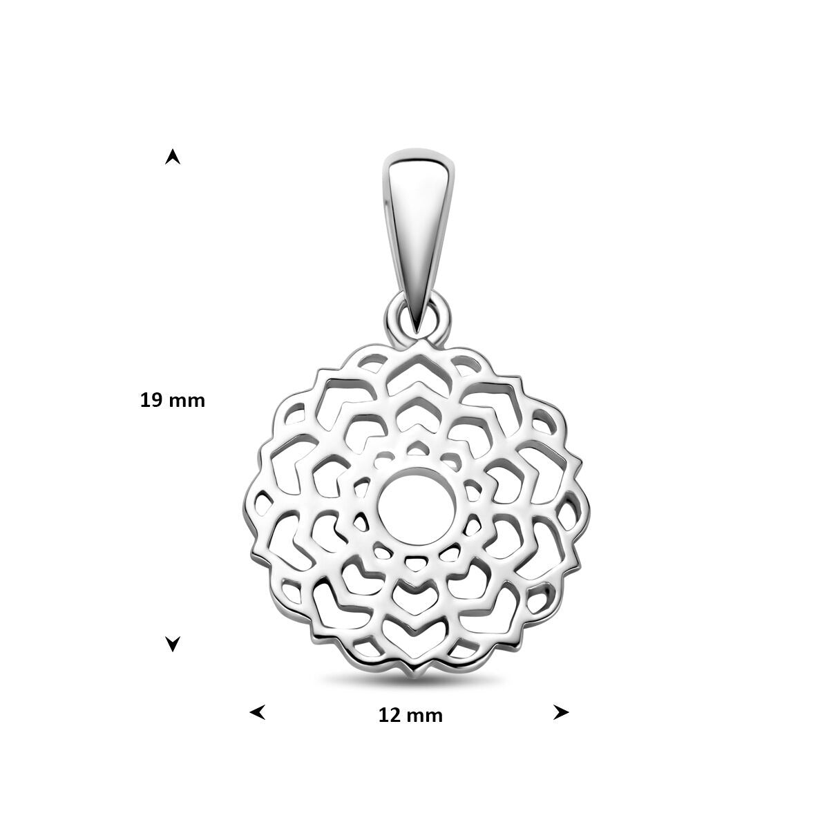 pendentif en argent rhodié en forme de fleur