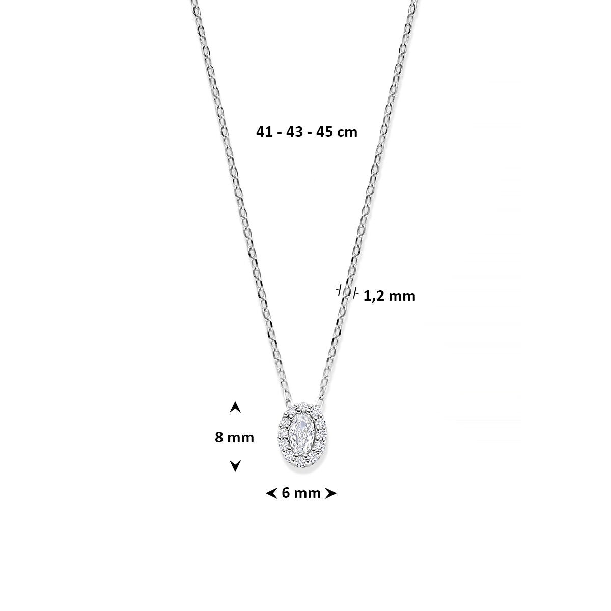 Collier en argent rhodié avec pendentif en zircone ovale