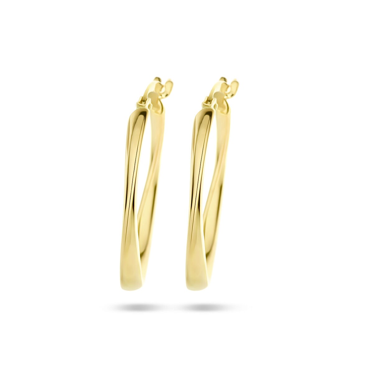 Boucles d'oreilles ovales en or jaune 9K, torsadées, de 24 mm.