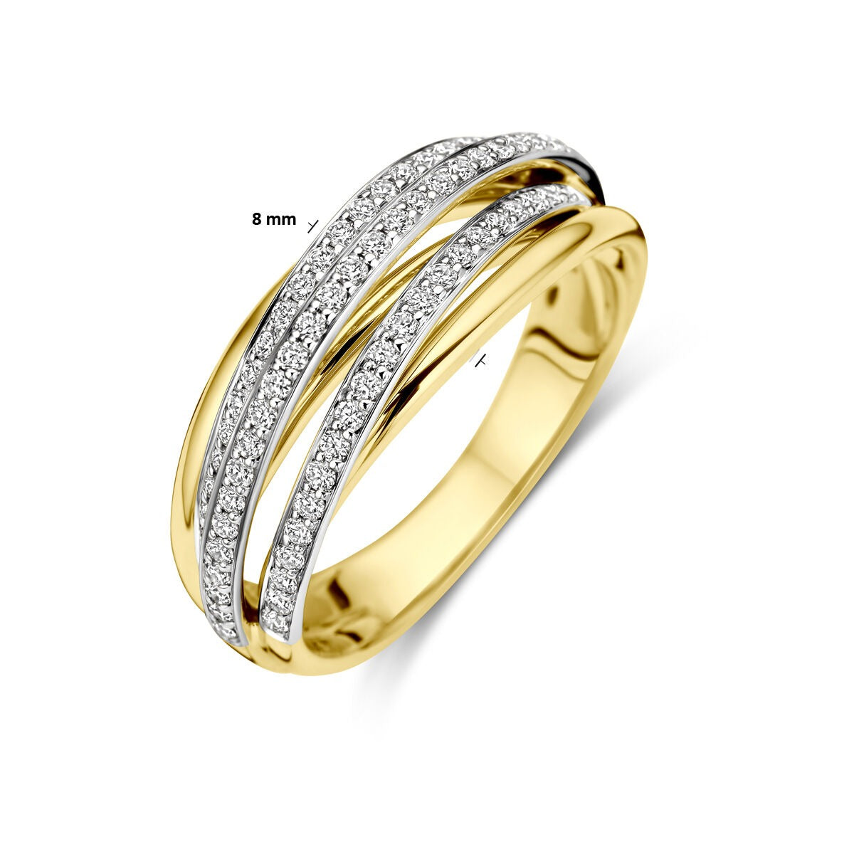 Bague en or bicolore avec diamant 14k pour femme – 8 mm de large
