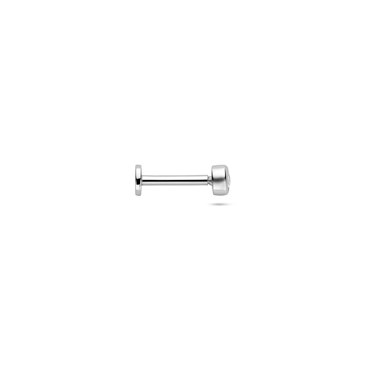 Piercing en argent rhodié à dos plat avec zircone