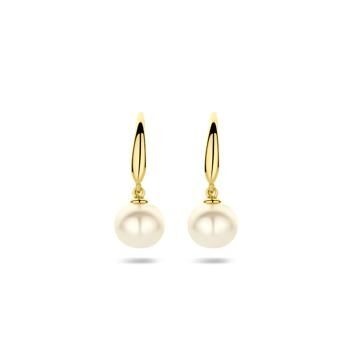 Boucles d'oreilles en or jaune 9 carats avec perles d'eau douce.