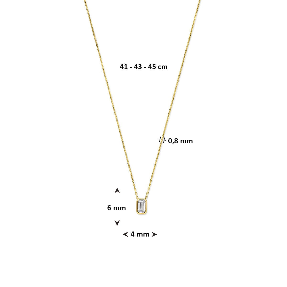 collier en or jaune 14k avec zircone taillée en émeraude
