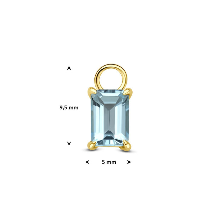 14k geelgouden oorringhanger met blauwe topaas