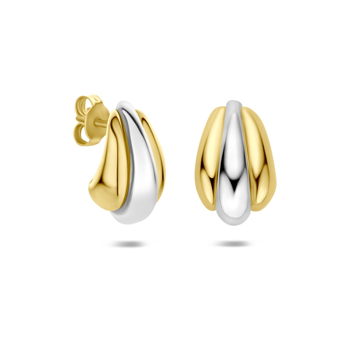 Boucles d'oreilles en argent 925 plaqué or et rhodié 16,5 x 10 mm