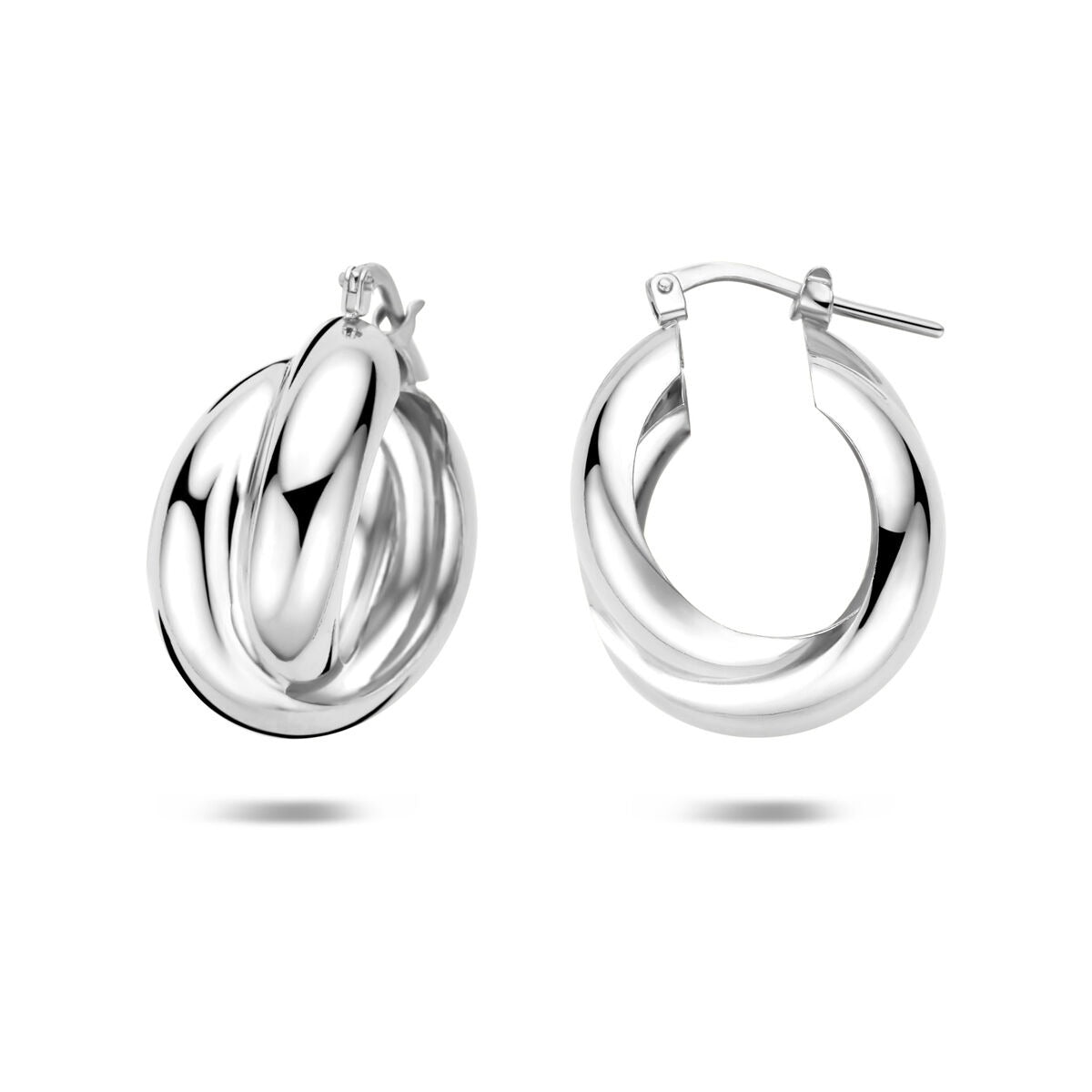 Créoles en argent 925 rhodié 24.5 x 11 mm