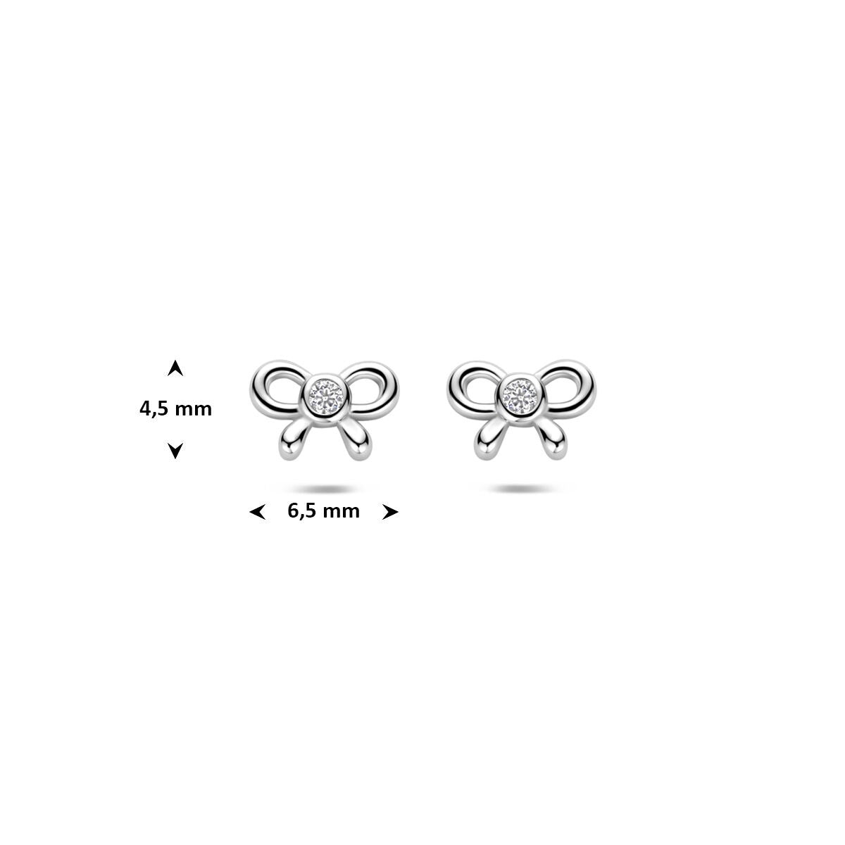 Puces d'oreilles rhodiées en argent 925 en forme de nœud avec zircone