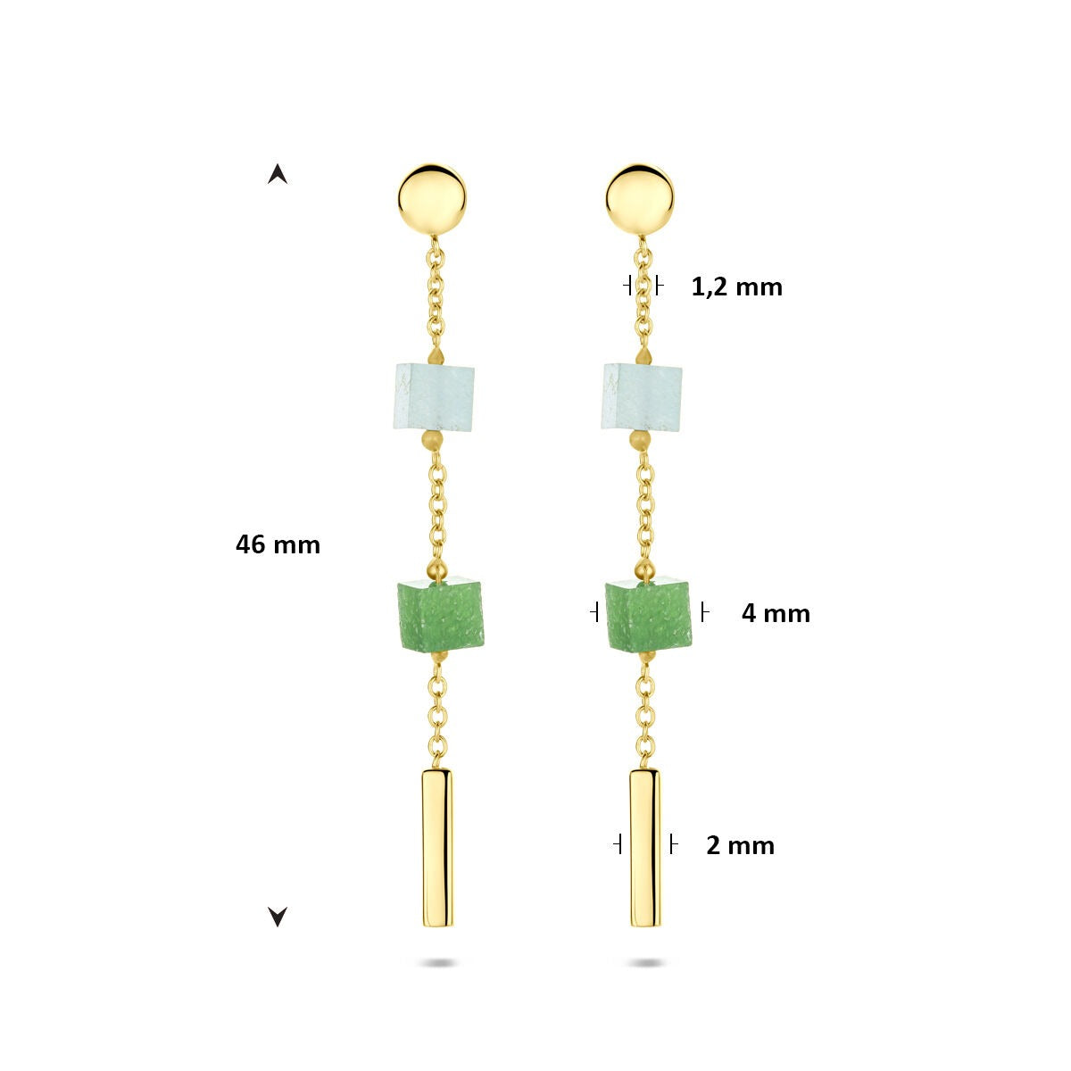 Boucles d'oreilles en or 14k avec quartzite bleu et vert – pour femme