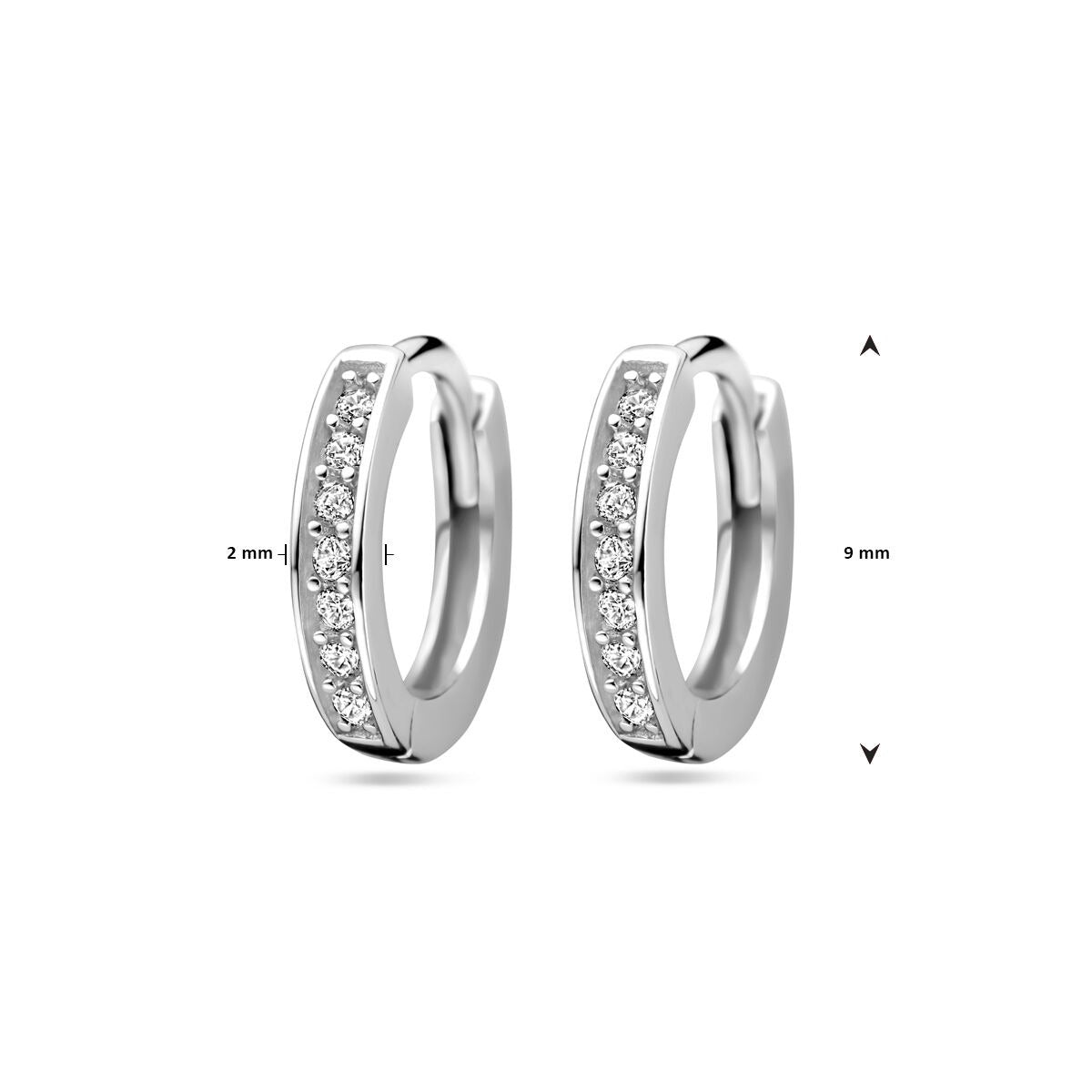 Créoles en argent avec zircone – rhodiées 925