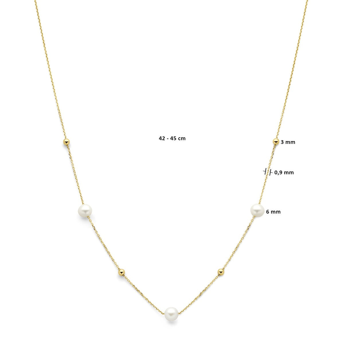 collier en or jaune 14k avec billes et perles d'eau douce