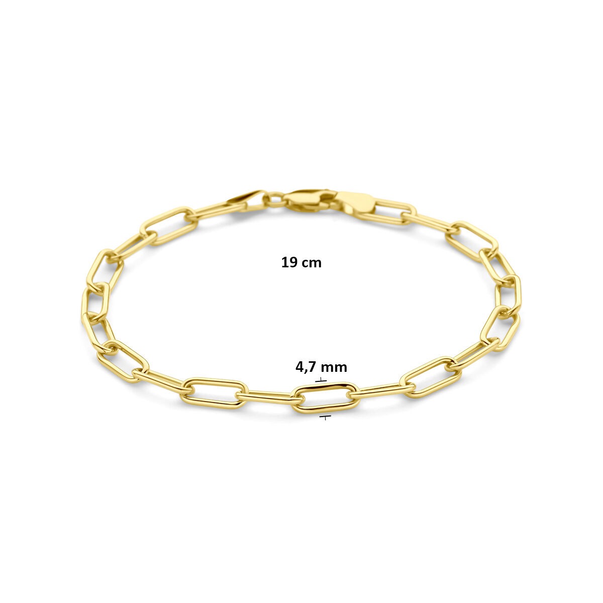 Bracelet ancre en or jaune 9k avec noyau en argent