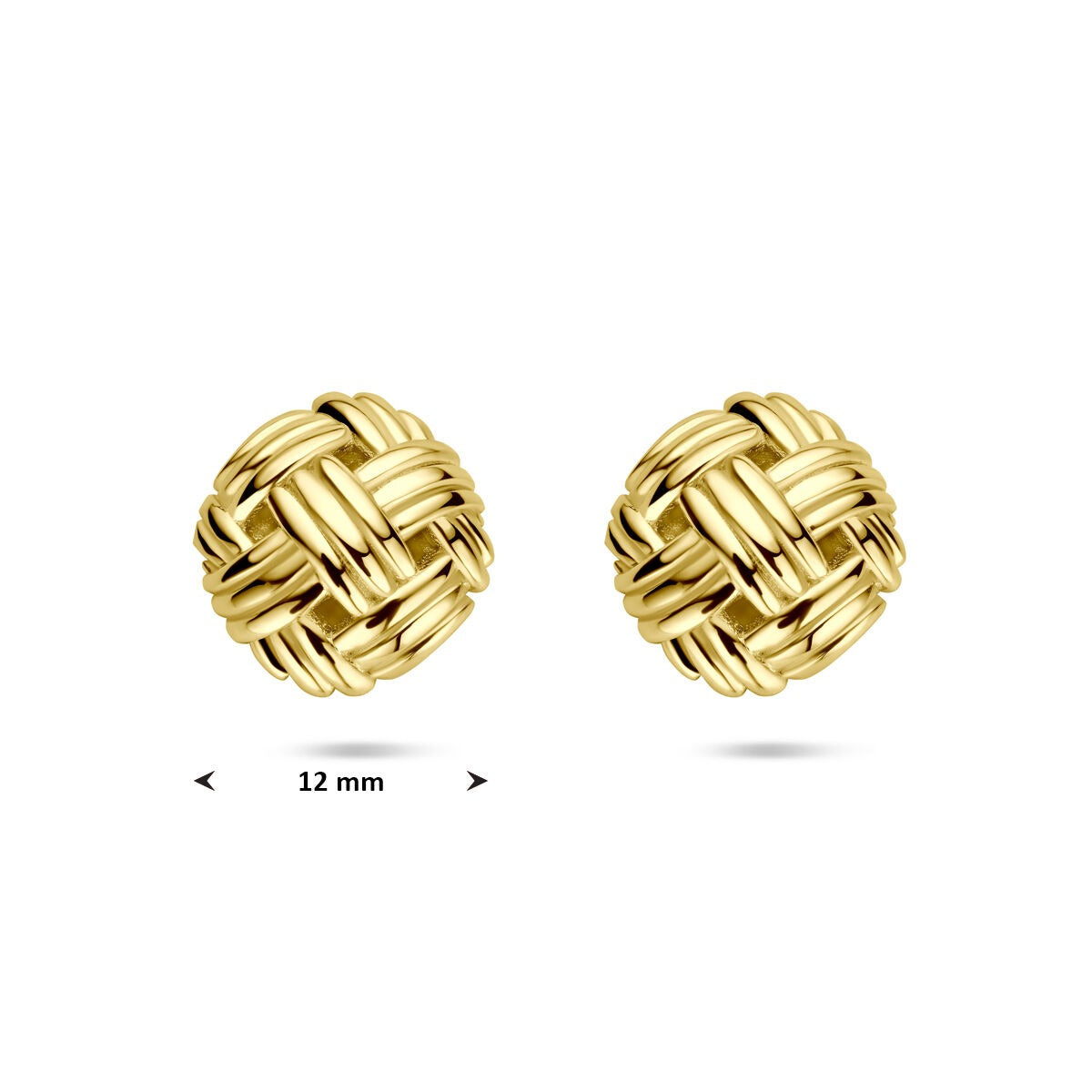 Puces d'oreilles en or 14 carats or jaune 12mm – Boucles d'oreilles pour femme