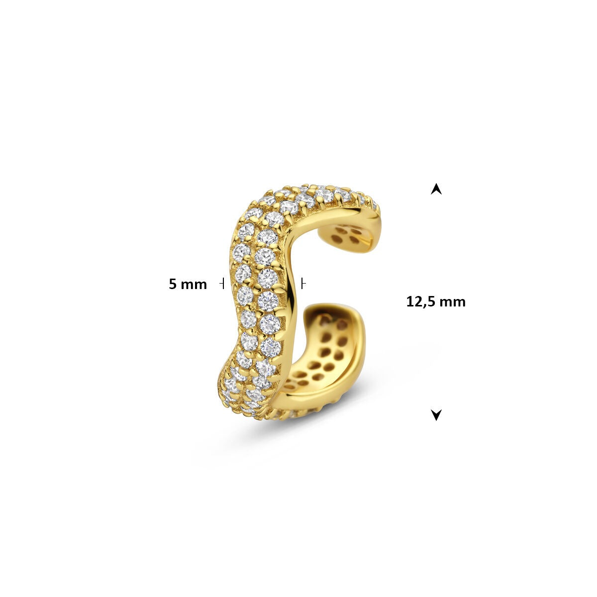 Ear cuff en argent plaqué or avec zircone – détail scintillant sans piercing