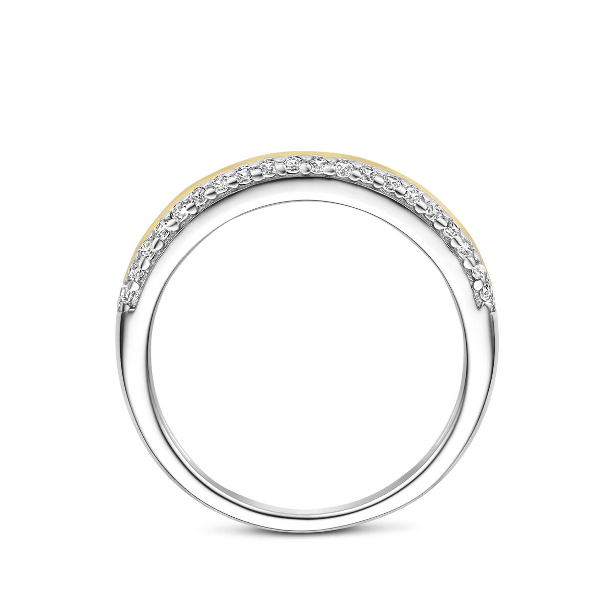 Bague en argent plaqué or et rhodié avec zircone