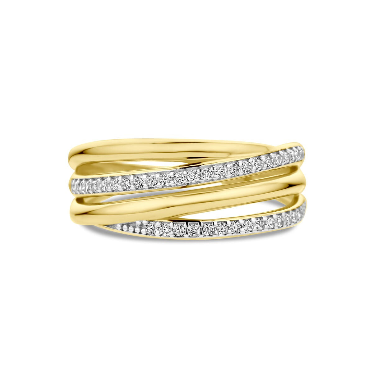 bague pour femme en or jaune 9k avec zircone – puissant et scintillant