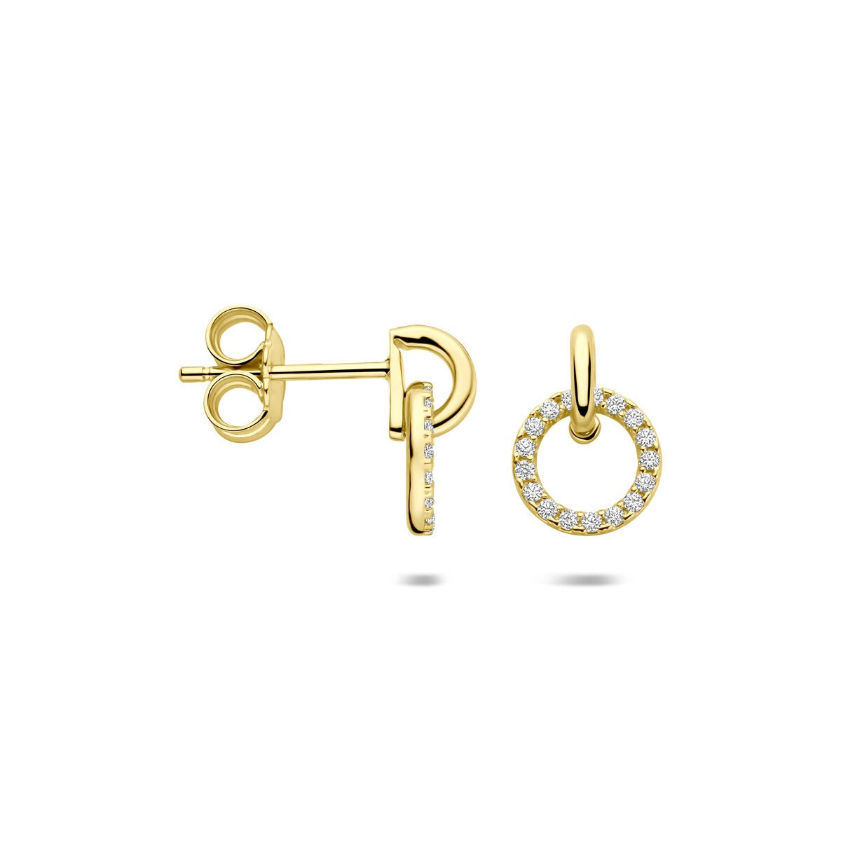 Boucles d'oreilles en or 14k avec zircone – sertissage pavé