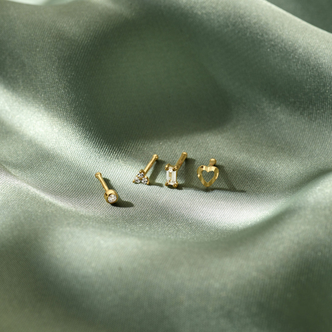 14k Geelgouden neusknopje met briljant geslepen zirkonia