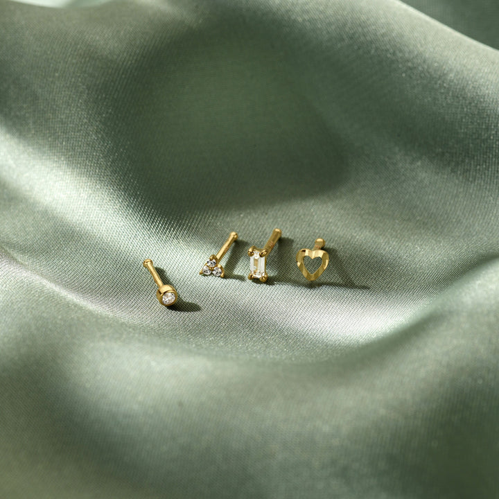 14k Geelgouden neusknopje met briljant geslepen zirkonia