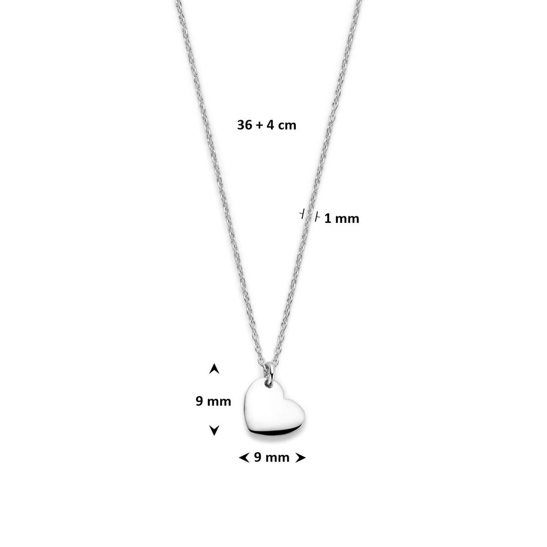 Gerhodineerd 925 zilveren collier met hartje