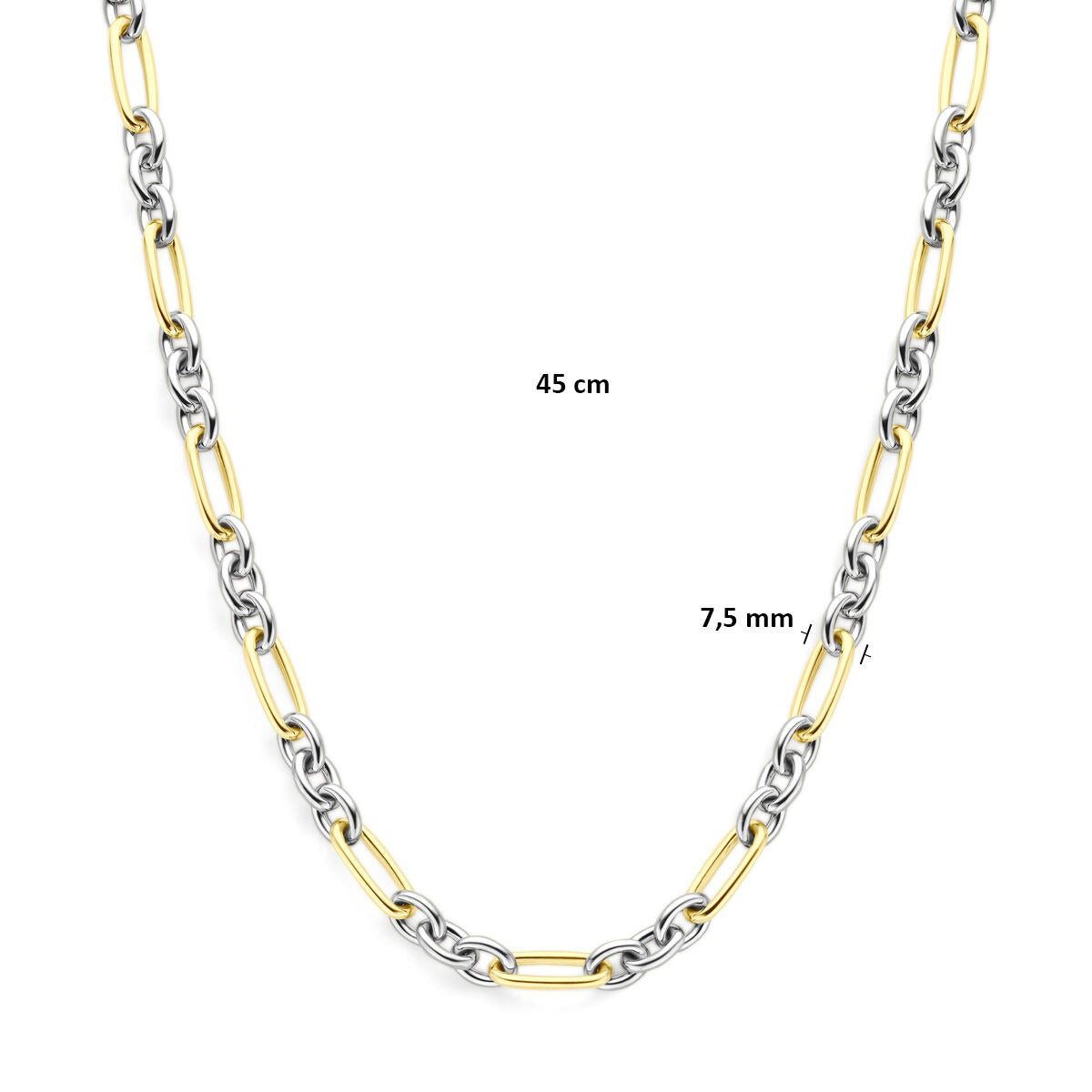 14k Geelgouden en zilveren ankercollier