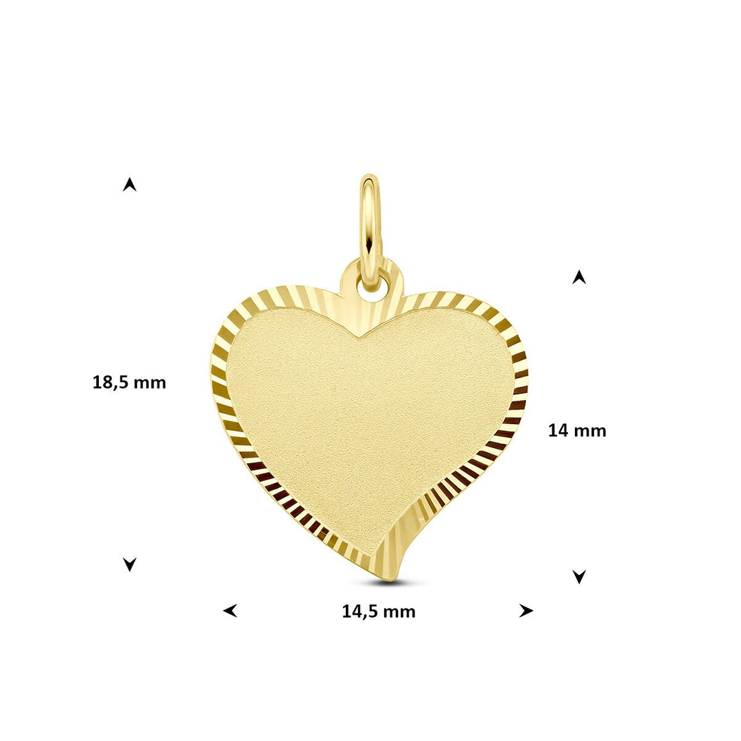 9k Geelgouden hart graveerhanger