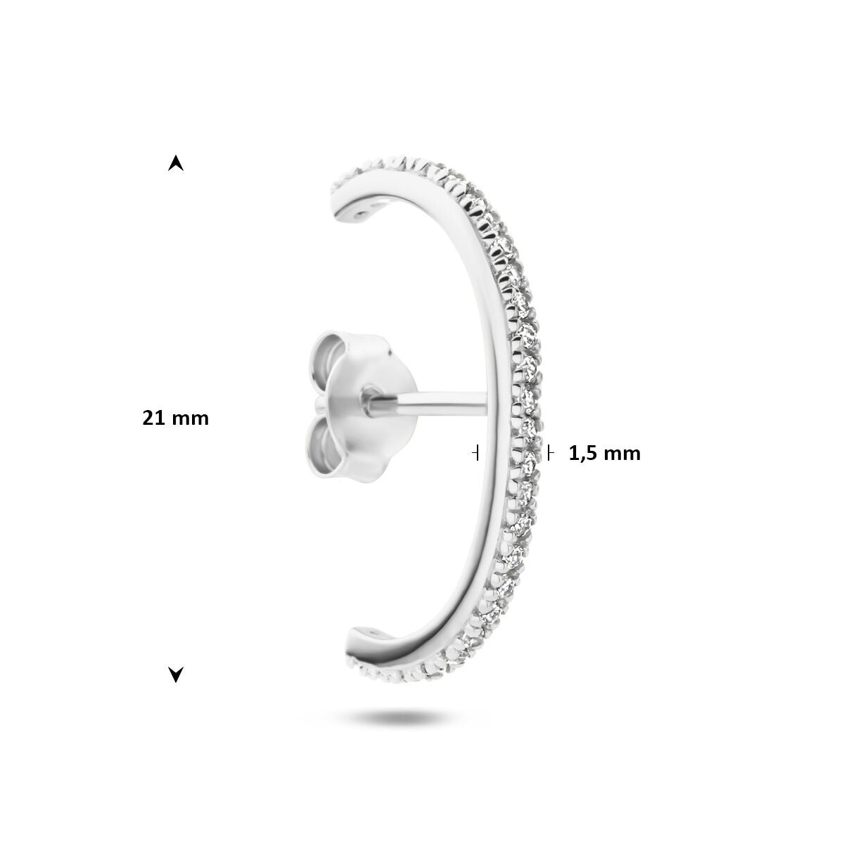 Boucle d'oreille suspendue en argent 925 rhodiée avec zircone