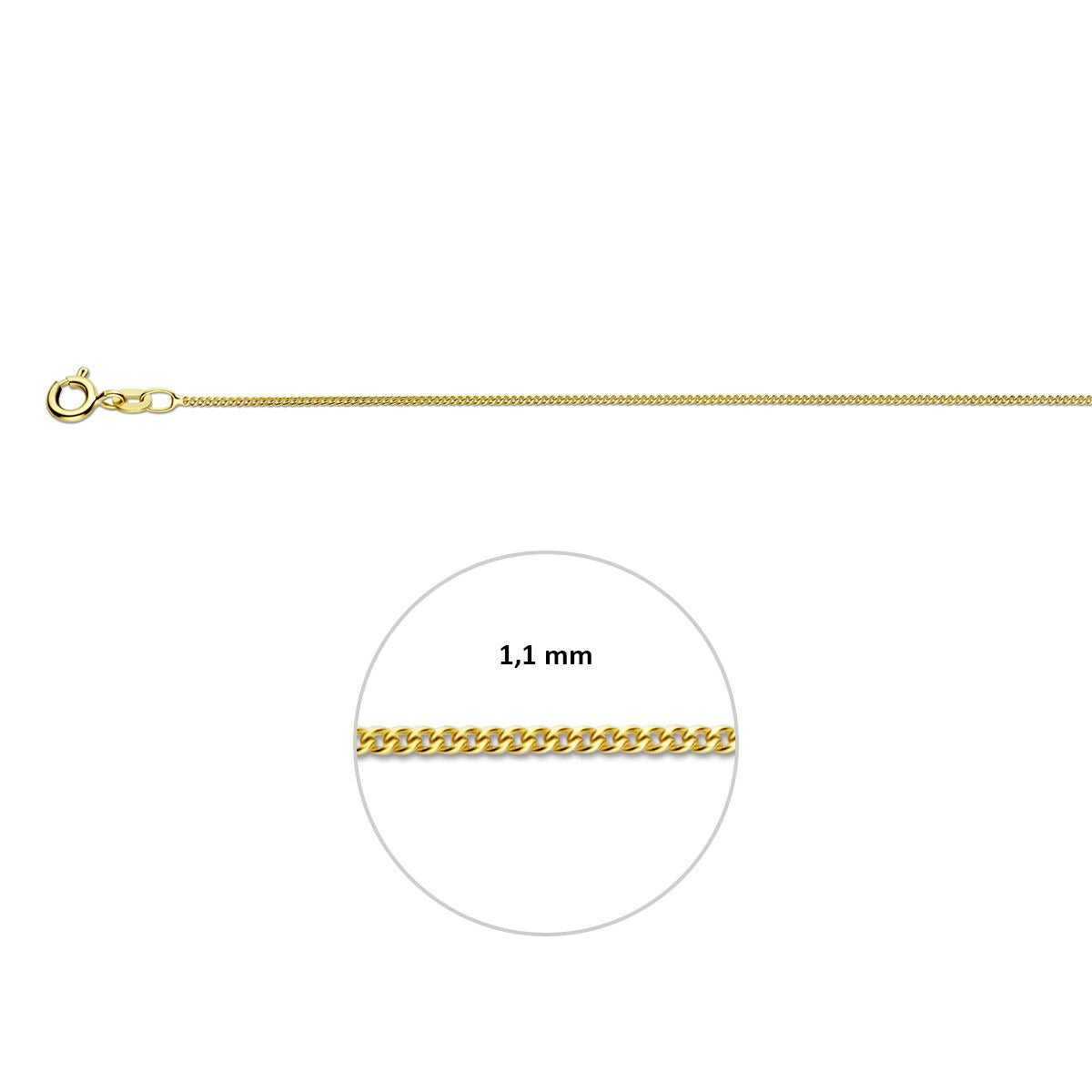 collier gourmette en or jaune 14k – 1.1 mm