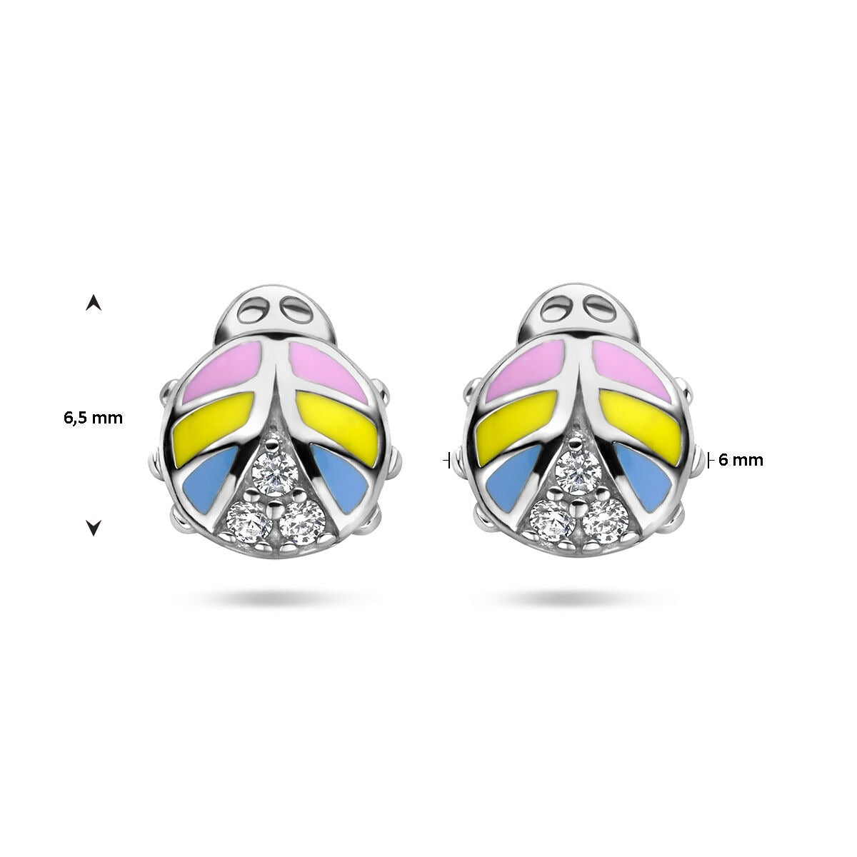 Puces d'oreilles coccinelle en argent rhodié avec zircone 925