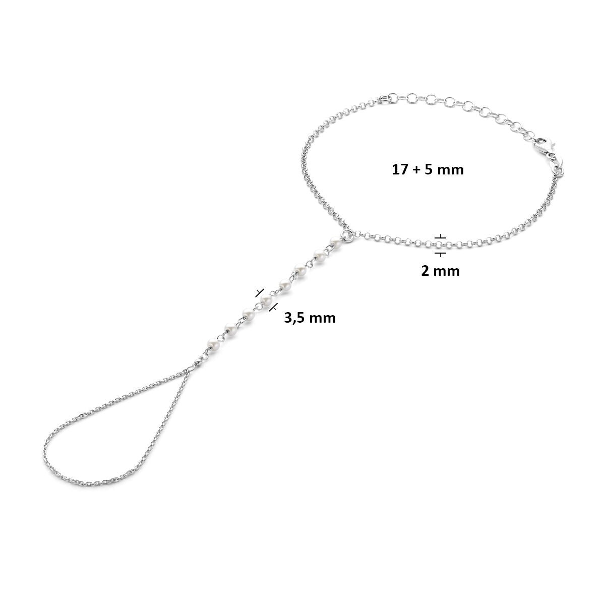 Bracelet pour femme en argent avec perles et maille ancre