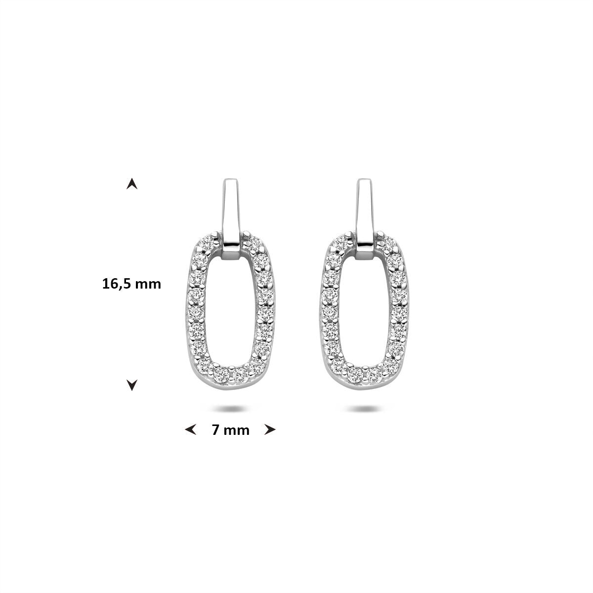 Puces d'oreilles en argent avec entourage en zircone 16,5 mm