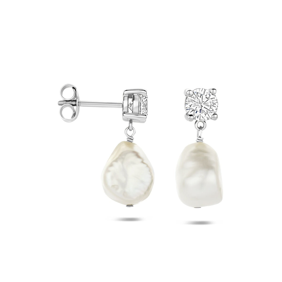 Boucles d'oreilles en argent 925 avec perle et zircone