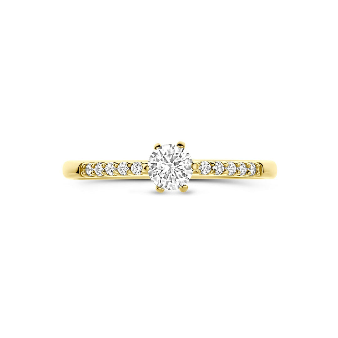 Gouden damesring met zirkonia – 14k geelgoud