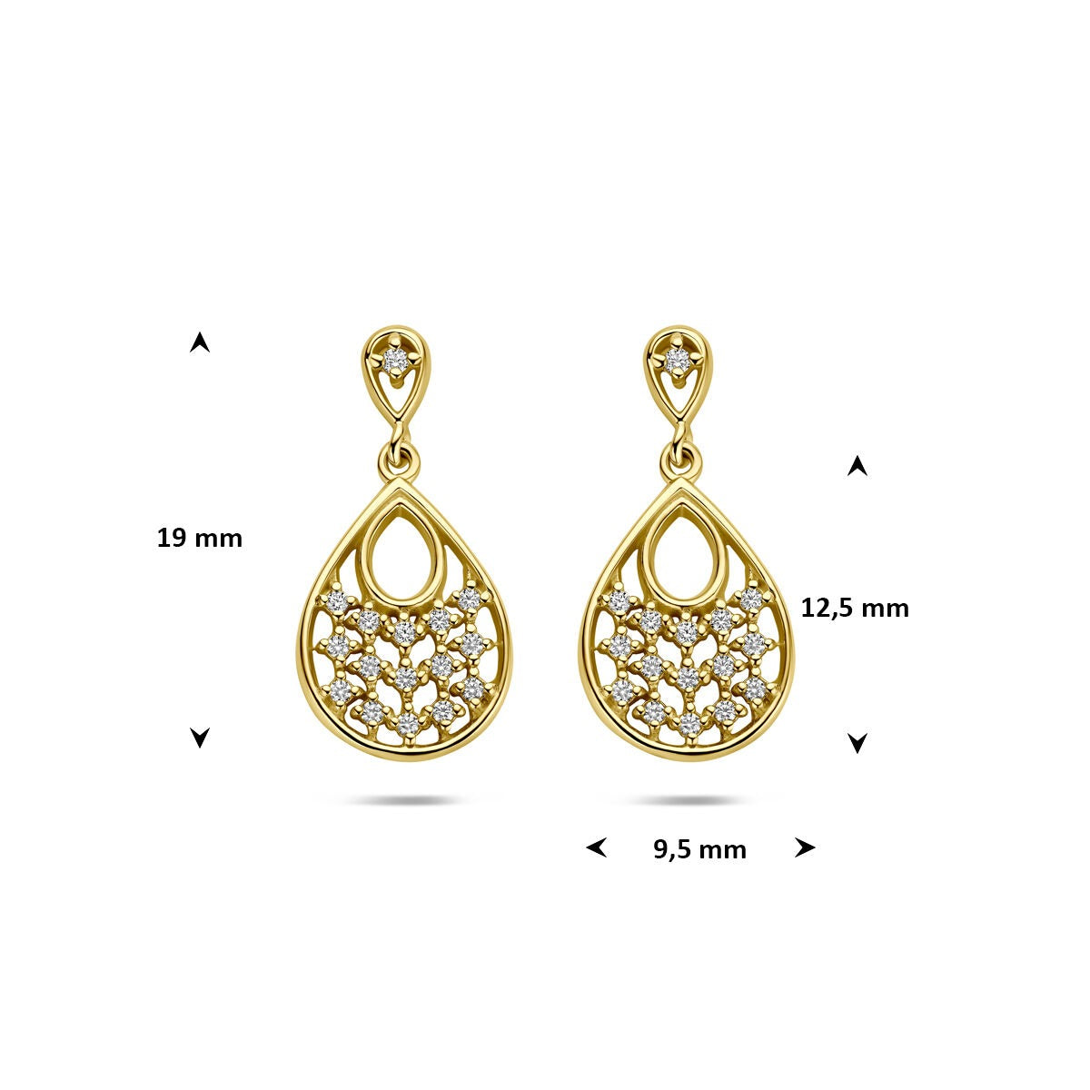 Boucles d'oreilles en argent plaqué or avec zircone