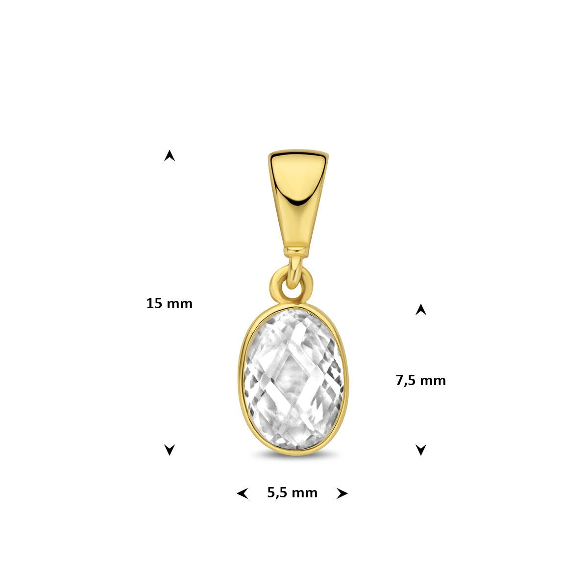 pendentif en or jaune 9k avec zircone ovale