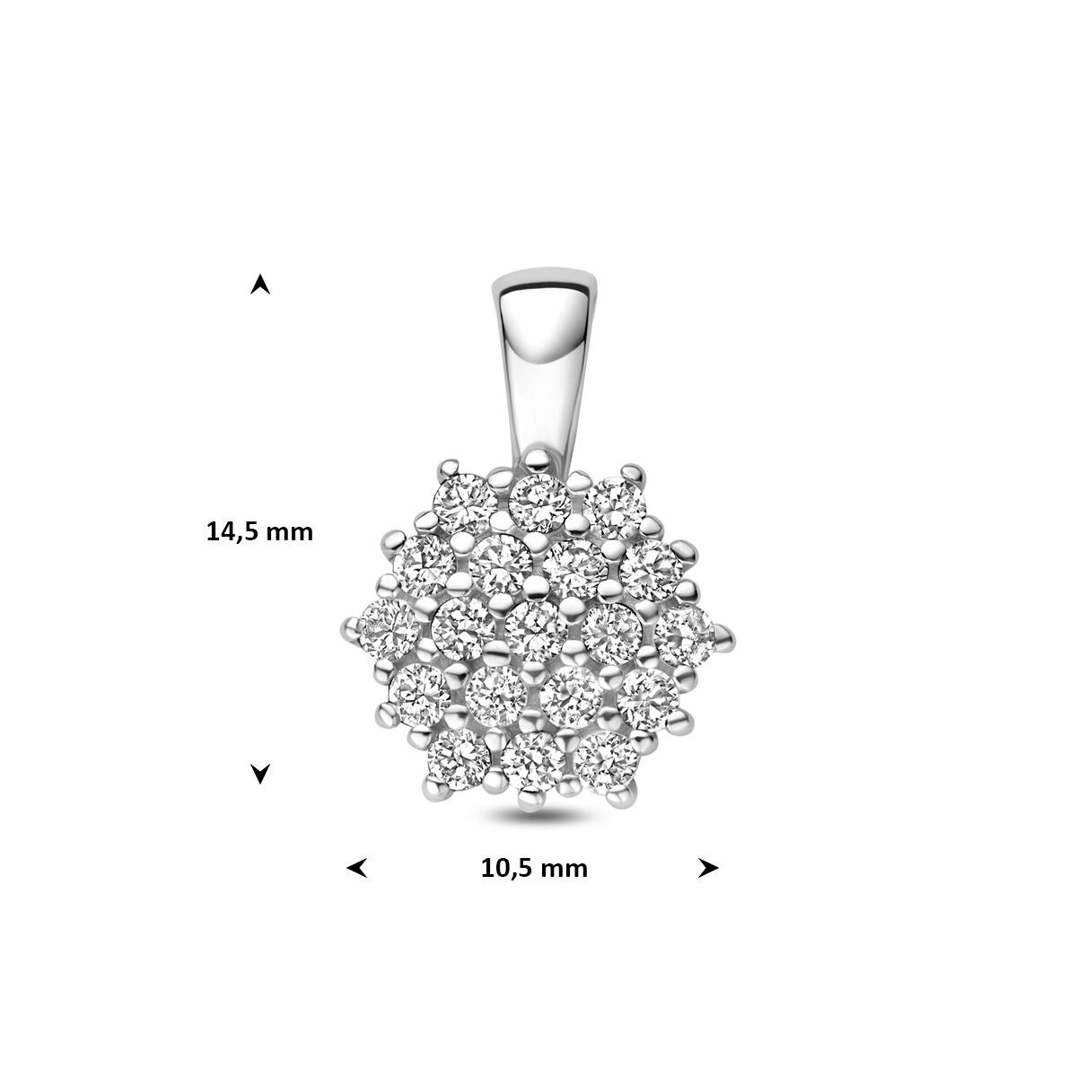 Pendentif rhodié en argent 925 avec pavé de zircone