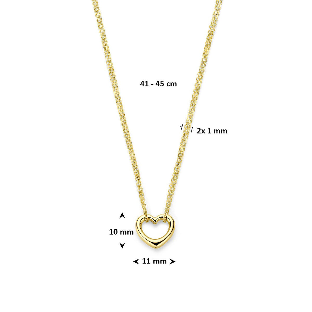 9k Geelgouden collier met hartje
