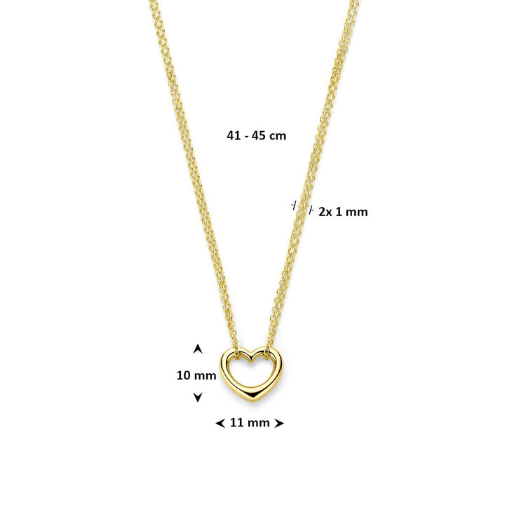 9k Geelgouden collier met hartje