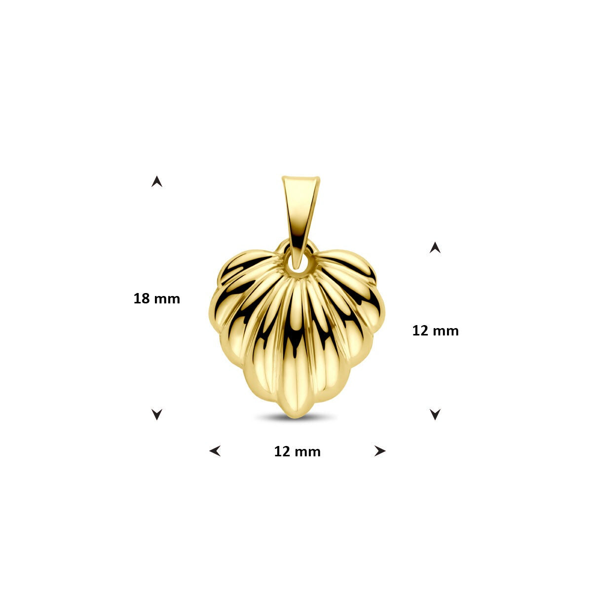 pendentif en or jaune en forme de cœur 18 mm