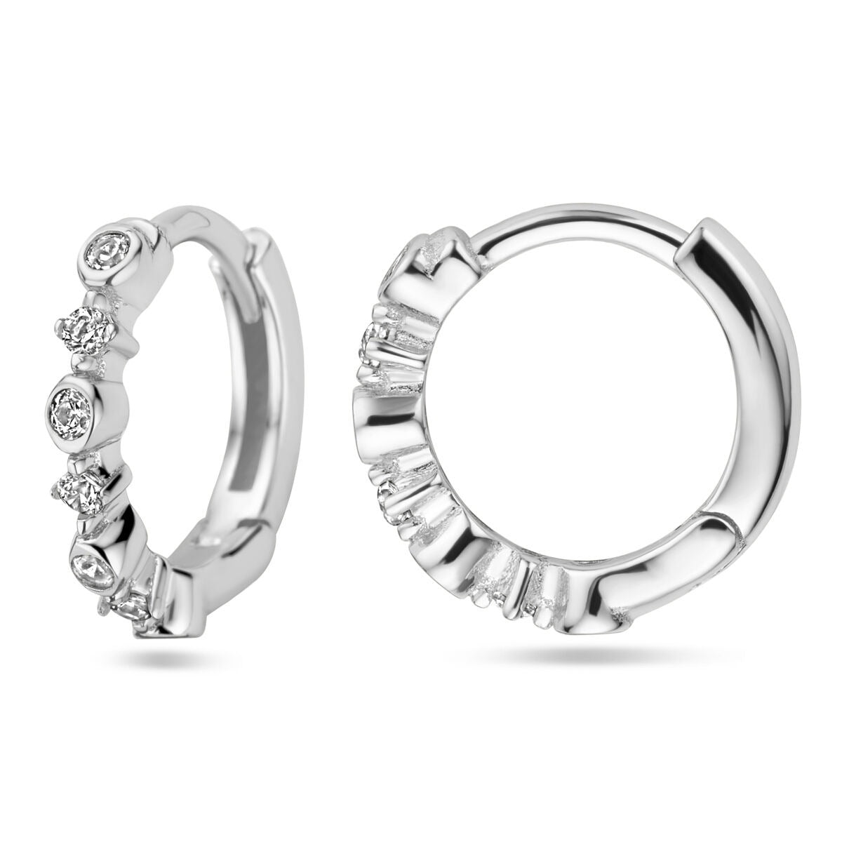 Boucles d'oreilles en argent pour femme avec zircone – rhodiées 11.5 mm