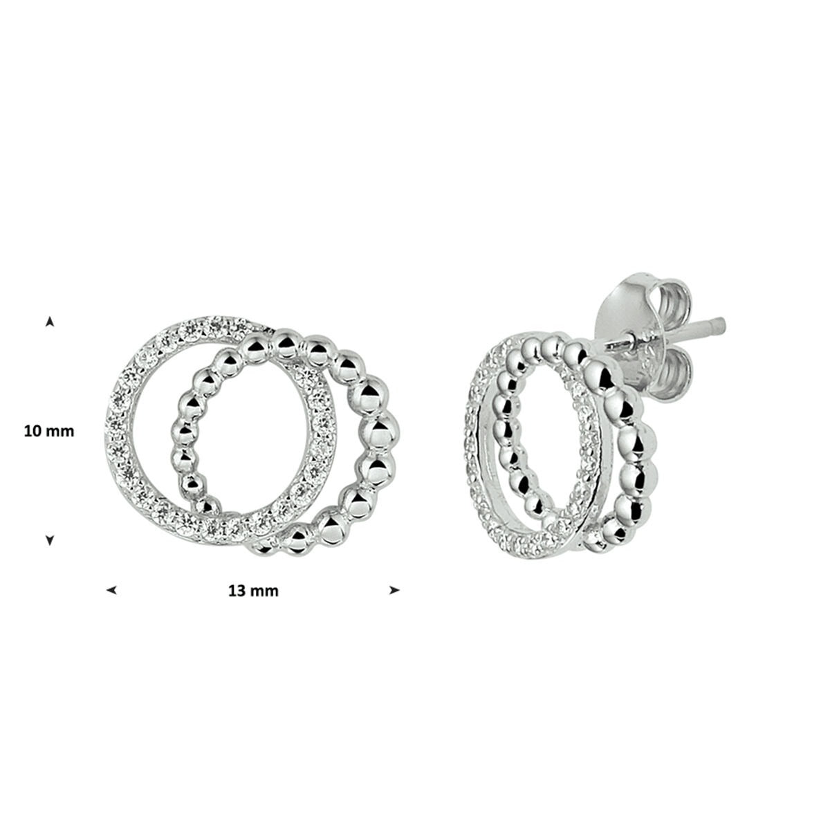 Puces d'oreilles en argent avec zircone – rhodié 925