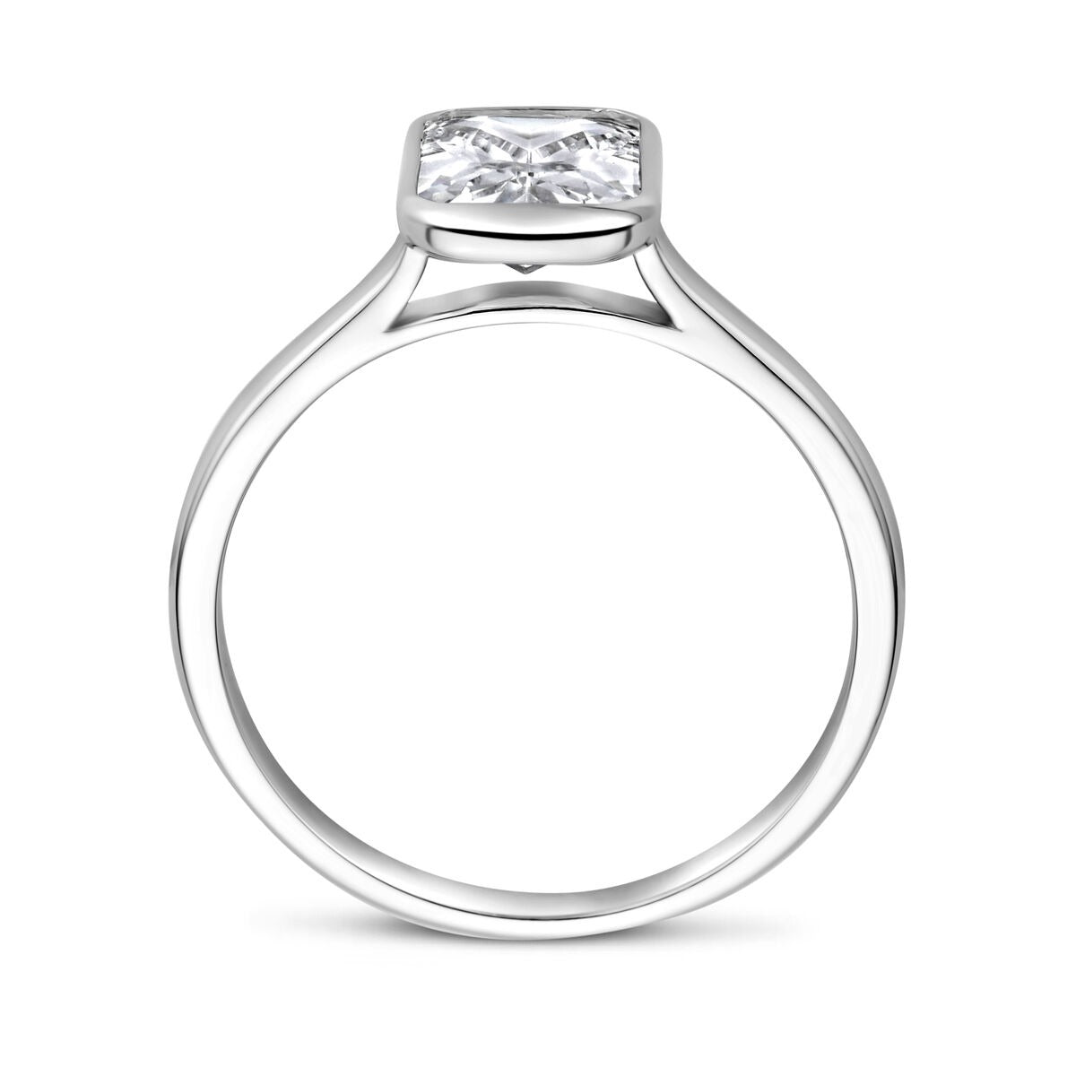 Bague pour femme en argent avec zircone taille émeraude – rhodiée argent 925
