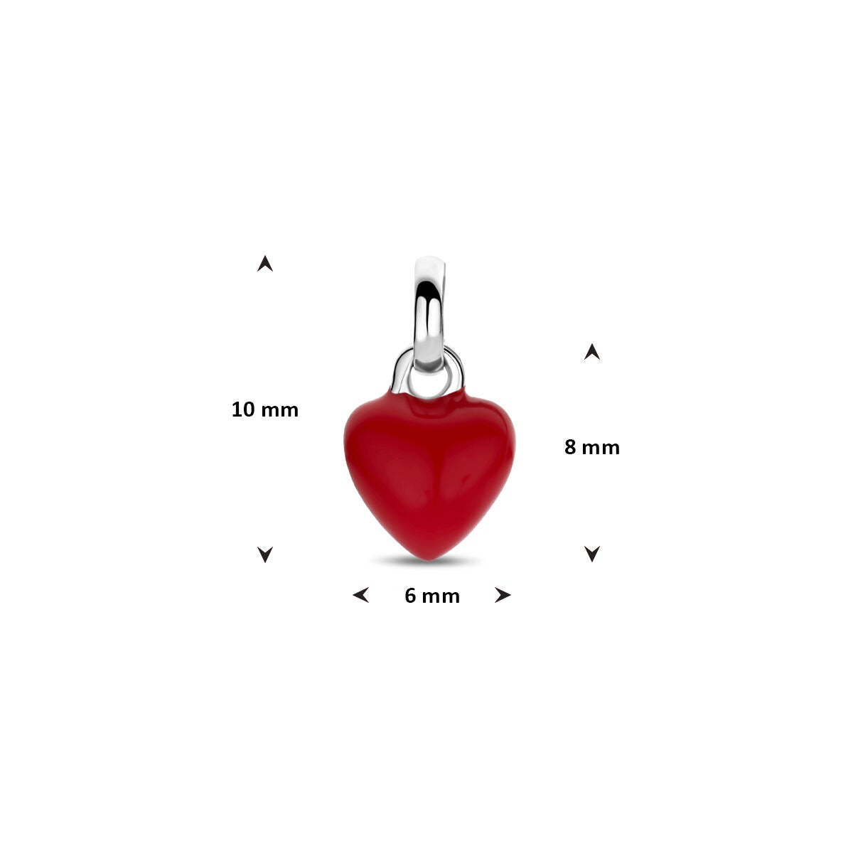 Pendentif en argent pour enfant en forme de cœur rhodié 8x6mm