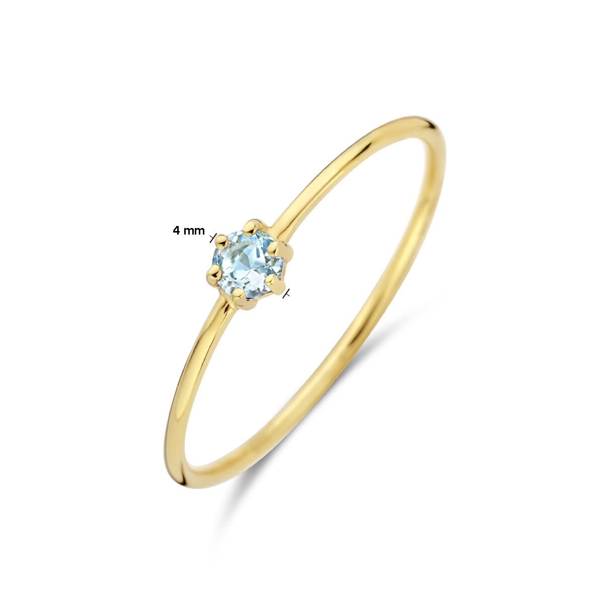bague en or jaune 14k avec aquamarine – taillé en brillant