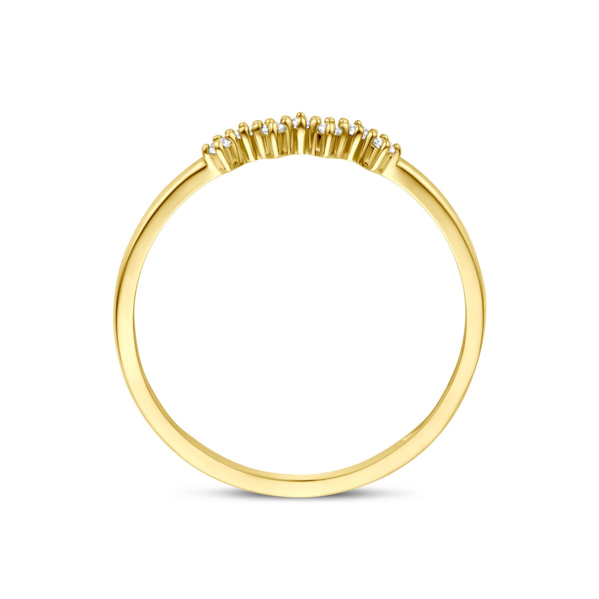 Bague en or jaune 9k avec entourage en zircone