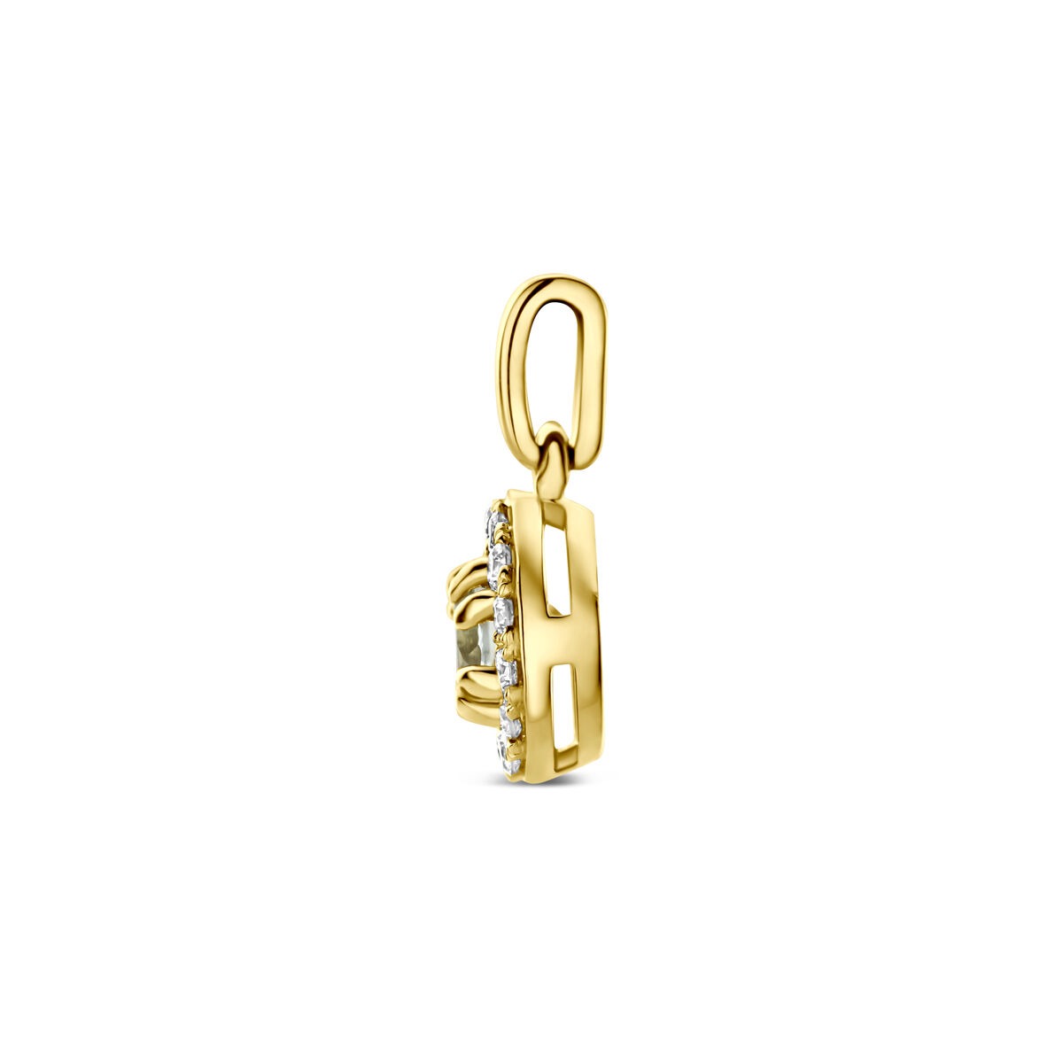 pendentif en or jaune 14k avec améthyste verte et diamant cultivé en laboratoire